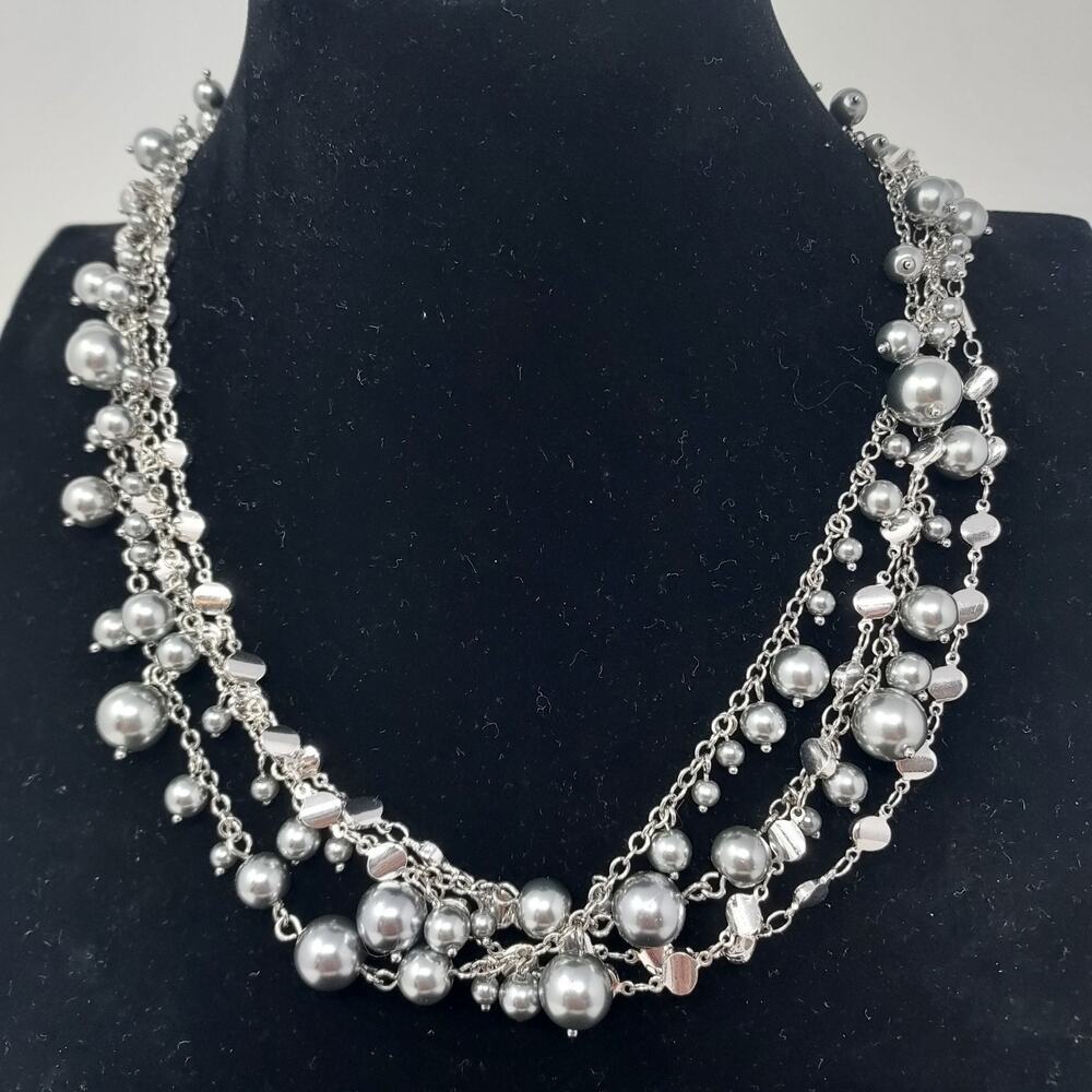 Lot of 2 Silver Tone Necklaces Wear Together or Separate Doubled or Single 36"